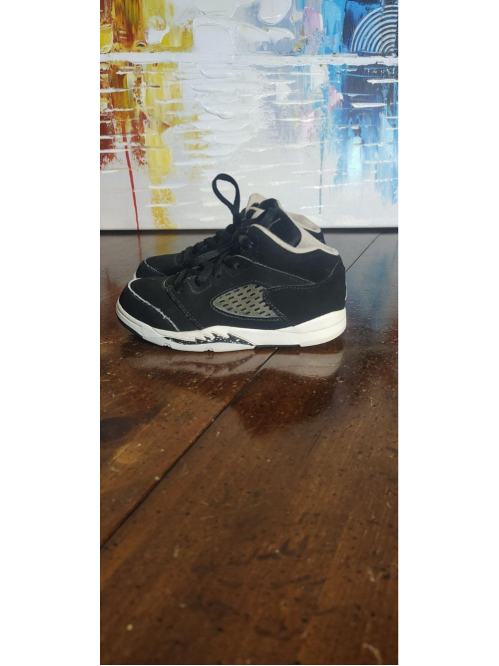 Air Jordan 5 Retro Shoes Kids Size 10C Black Nubuck Mid Top Basketball Sneakers